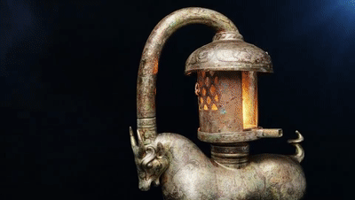 [東漢] 錯銀銅牛燈（南京博物院）