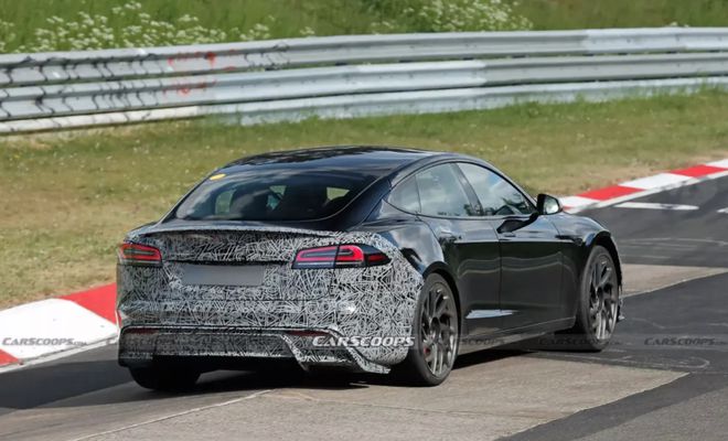 ▲特斯拉 Model S Plaid 版谍照 图片来自:Carscoops