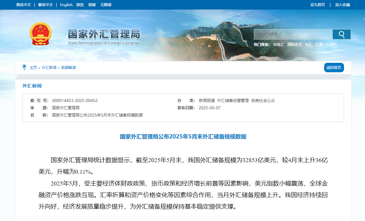 图片来源:国家外汇管理局网站