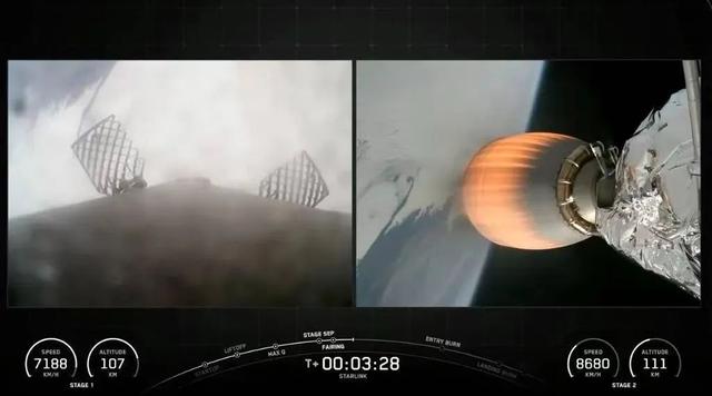 猎鹰九号本月刚将一批星链卫星送入轨道。图片来源:SpaceX视频截图