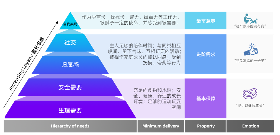 ▲ 宠物的五重需求层次模型