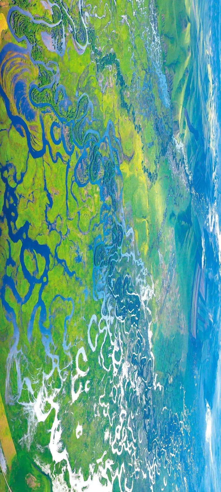 額爾古納河、根河、得耳布爾河交彙形成的壯觀濕地景象。