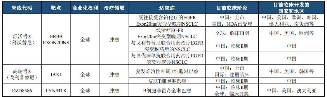 图片来源:2024年财报中公司披露的部分管线截图