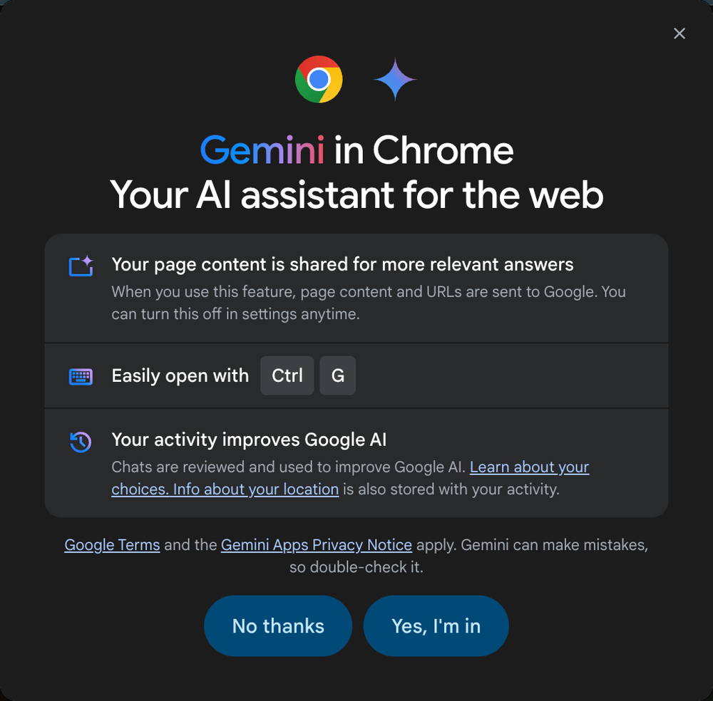 我們今天看到、Gemini在Chrome中的落地就是這一派的著名代表|圖片來源:極客公園