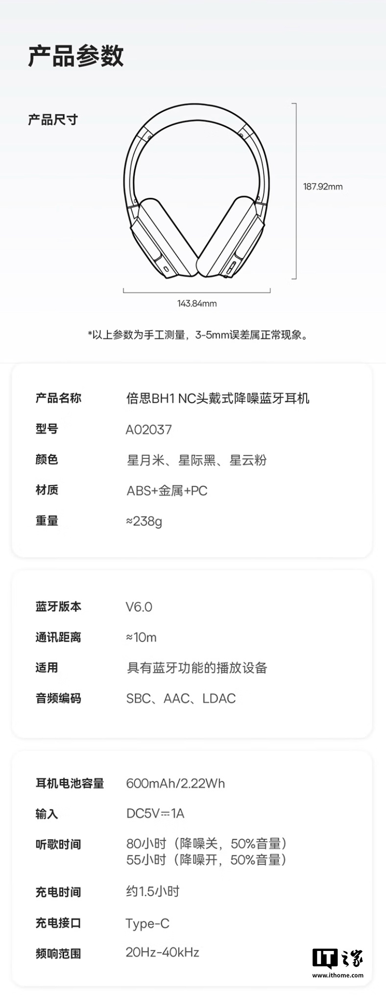 京东倍思 BH1 头戴式耳机249 元直达链接