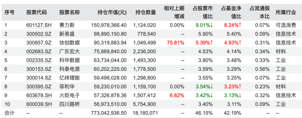 广发多元新兴2025年中报重仓持股