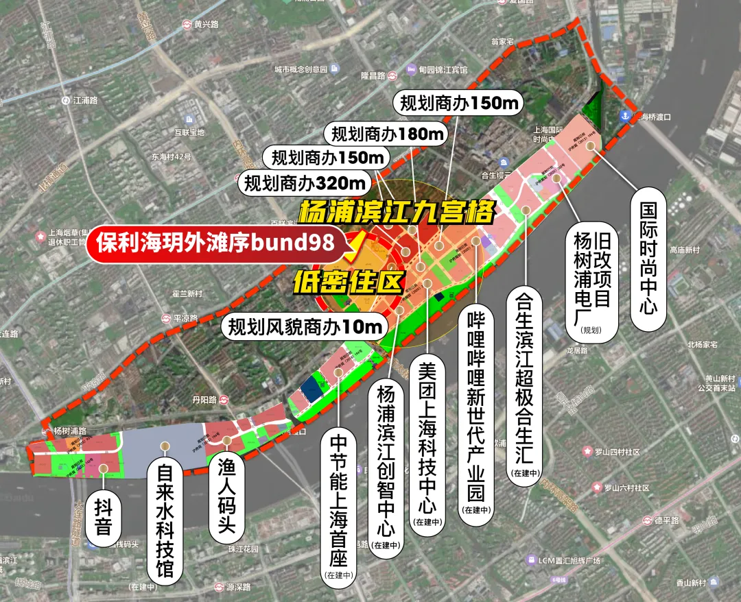 字节跳动上海总部项目位置和效果图 图源：网络