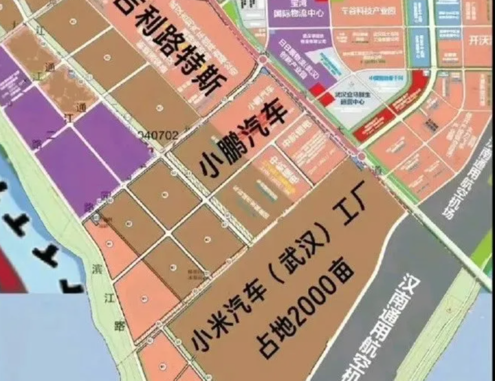 ▲网传的小米汽车武汉工厂规划图