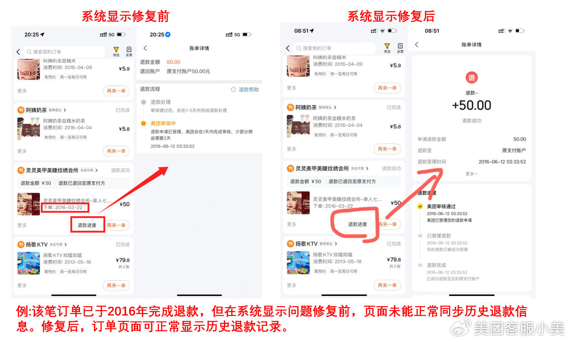 美团客服：已修复退款信息滞后问题，将帮助用户追溯每一笔担心的订单