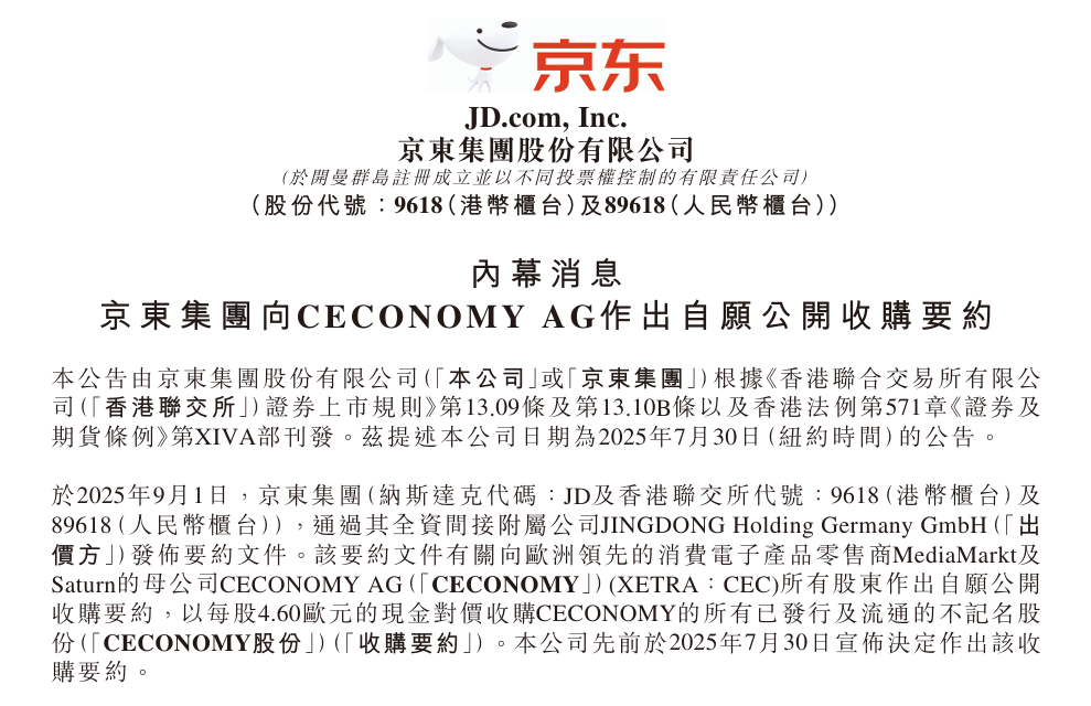 来源:京东集团公告
