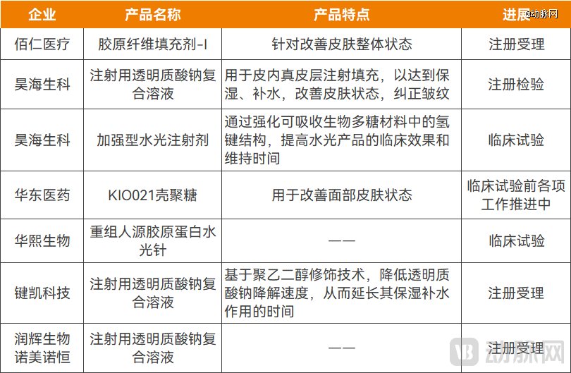 部分在研的水光针产品,资料来源:企业公开信息