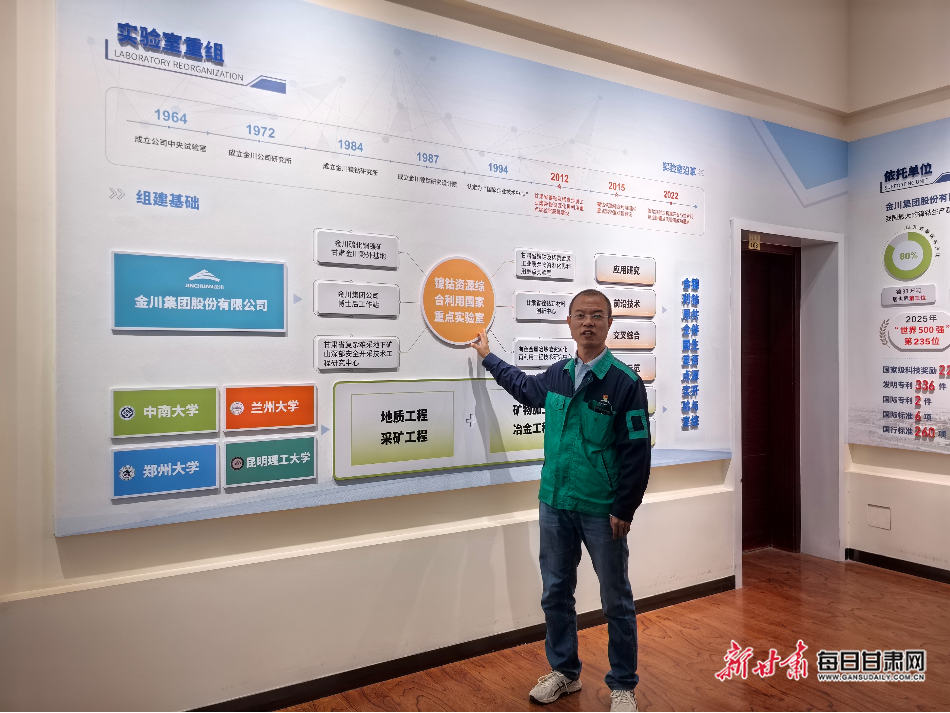 　　金川集团研发中心镍钴金属材料研究所副所长樊昱介绍科研成果。新甘肃·每日甘肃网记者 张春燕 摄