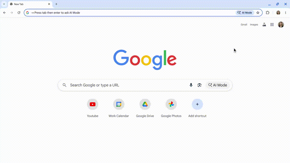 ▲ AI 模式在地址栏中直接可用
