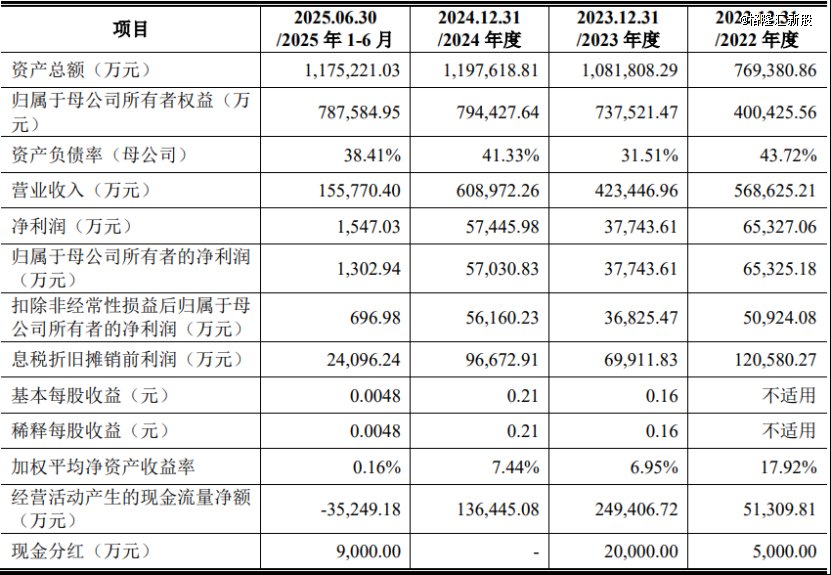 公司主要财务数据及财务指标，图片来源：招股书