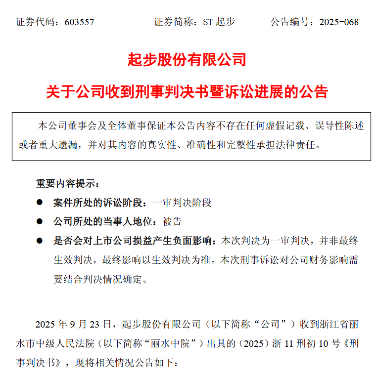 来源:ST起步公告
