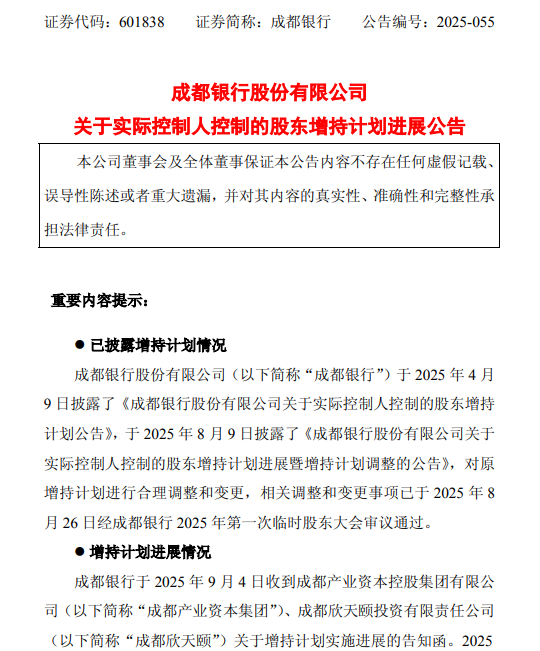 图 / 成都银行公告