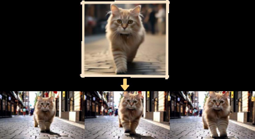 基于小猫图片生成小猫在大街自然行走的视频