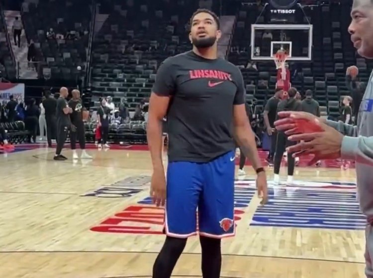 致敬林疯狂！唐斯赛前热身穿着林疯狂“Linsanity”T恤