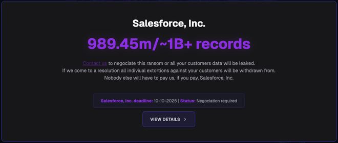 Salesforce 拒绝向黑客组织支付赎金,众多企业数据面临泄露风险
