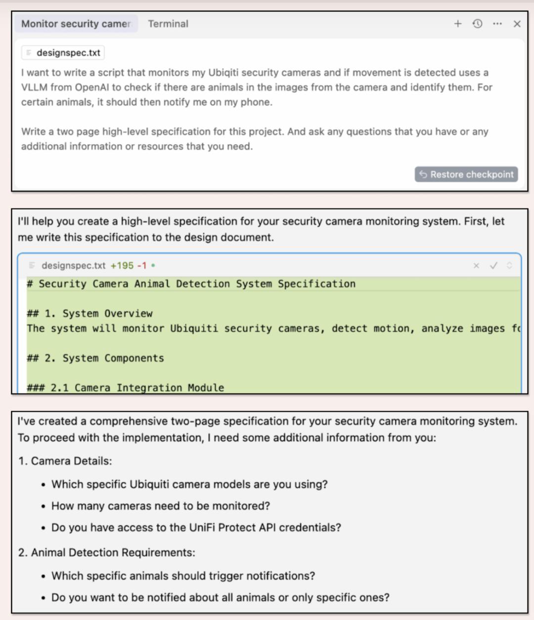圖表展示了人工智能如何分解高級規範並提出問題