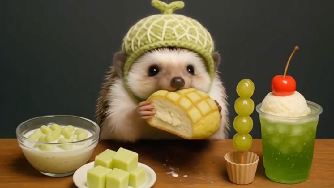 AI生成的各類萌寵治癒影片。（圖/影片軟件截圖）