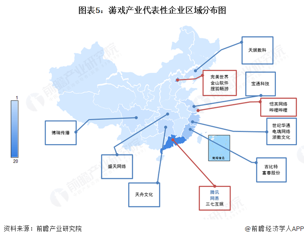 游戏产业版号区域分布图:广东省最多