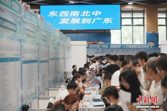 圖為「百萬英才彙南粵」2025年N城聯動春季招聘活動現場(武漢站)。(資料圖片)惠州市委宣傳部 供圖