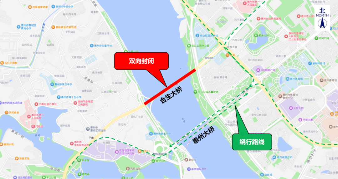 合生大桥临时交通管制示意图