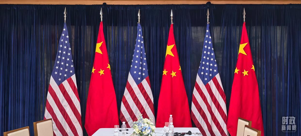 △中美元首会晤现场。（总台央视记者马超拍摄）