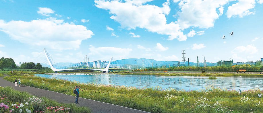 永定河左岸堤防新建慢行系统效果图。