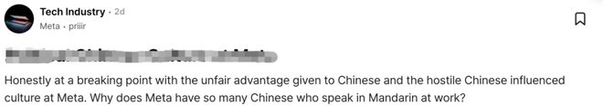 Meta华人太多了!外国员工崩溃:不懂中文就像局外人