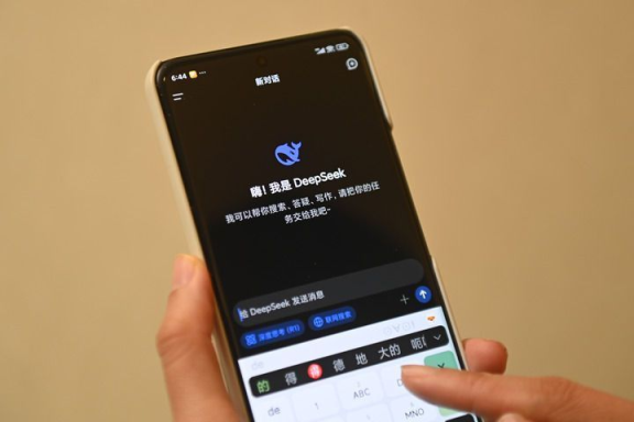 用户在DeepSeek手机客户端上提问。新华社记者 黄宗治 摄