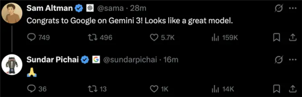 一夜封神！谷歌Gemini 3.0 Pro发布即屠榜 马斯克奥特曼祝贺点赞