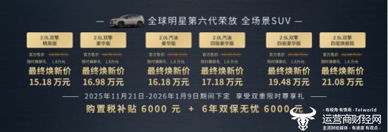 售价16.98万起 第六代全新荣放正式接受预订