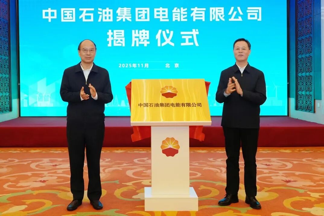 戴厚良、周心怀为中油电能公司揭牌。常正乐 摄