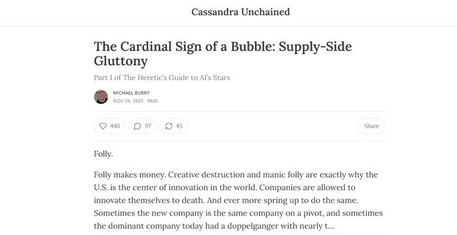 “大空头”严厉警告：英伟达将是AI泡沫破裂先兆，正如当年的思科！