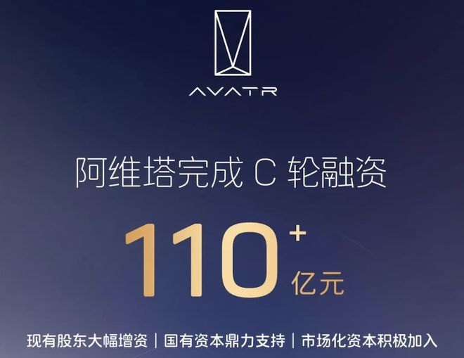 ▲阿维塔C轮融资超110亿元