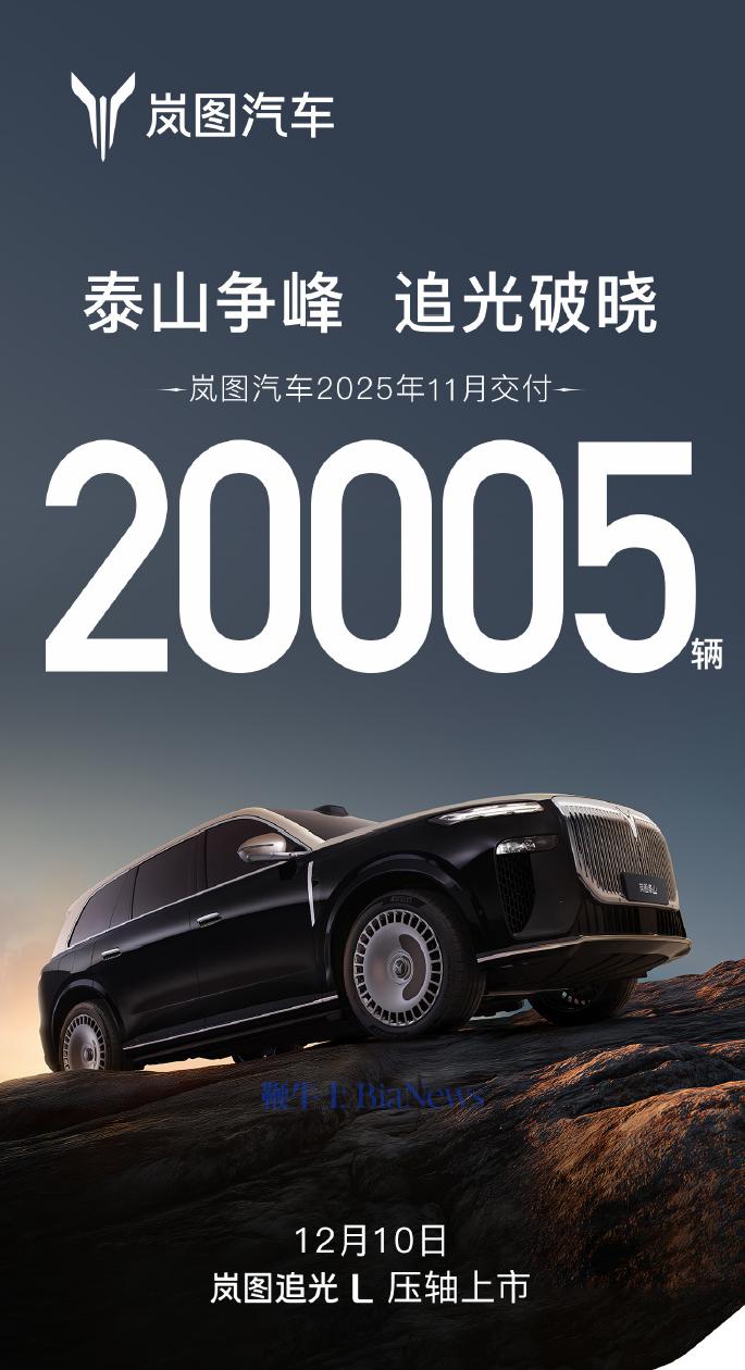 岚图汽车：11月交付20005台