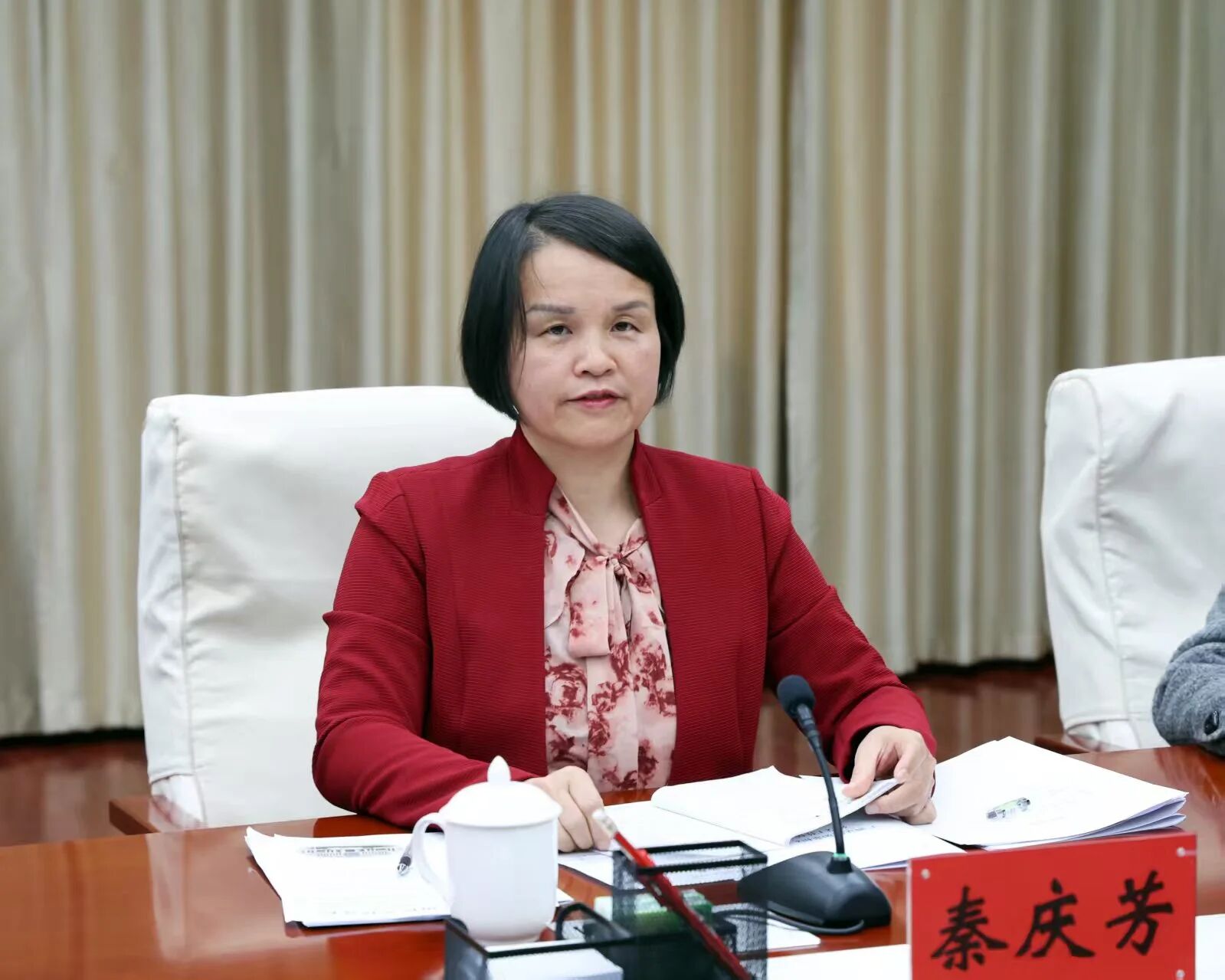 全国人大代表韦洪波、方能烈、秦庆芳、黄超、黄花春充分肯定法院工作,并提出意见建议。孙若丰 摄