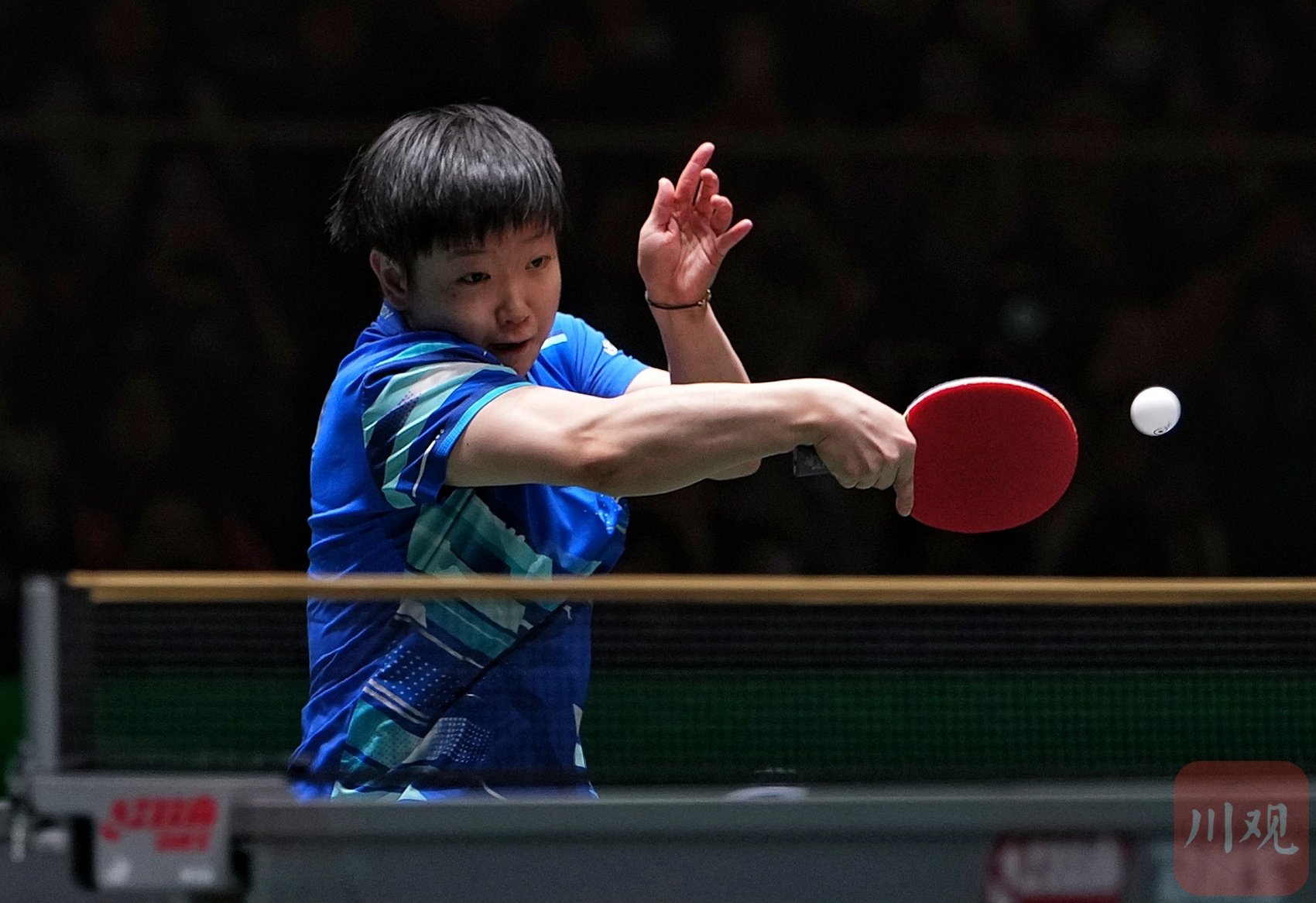 孙颖莎在比赛中。