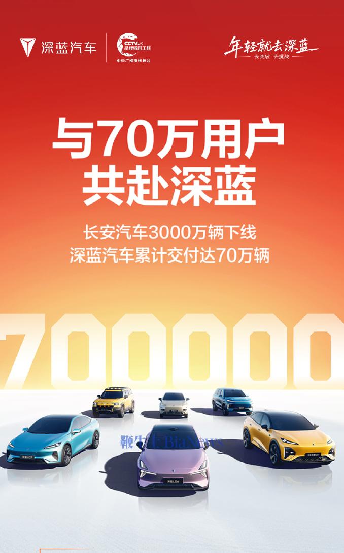 长安汽车3000万辆整车下线，深蓝累计交付达70万辆