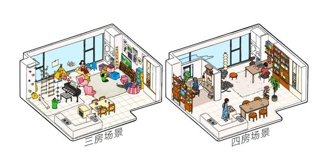 贝涟C1可变户型手绘示意图（非交付标准，具体以实际交付为准）