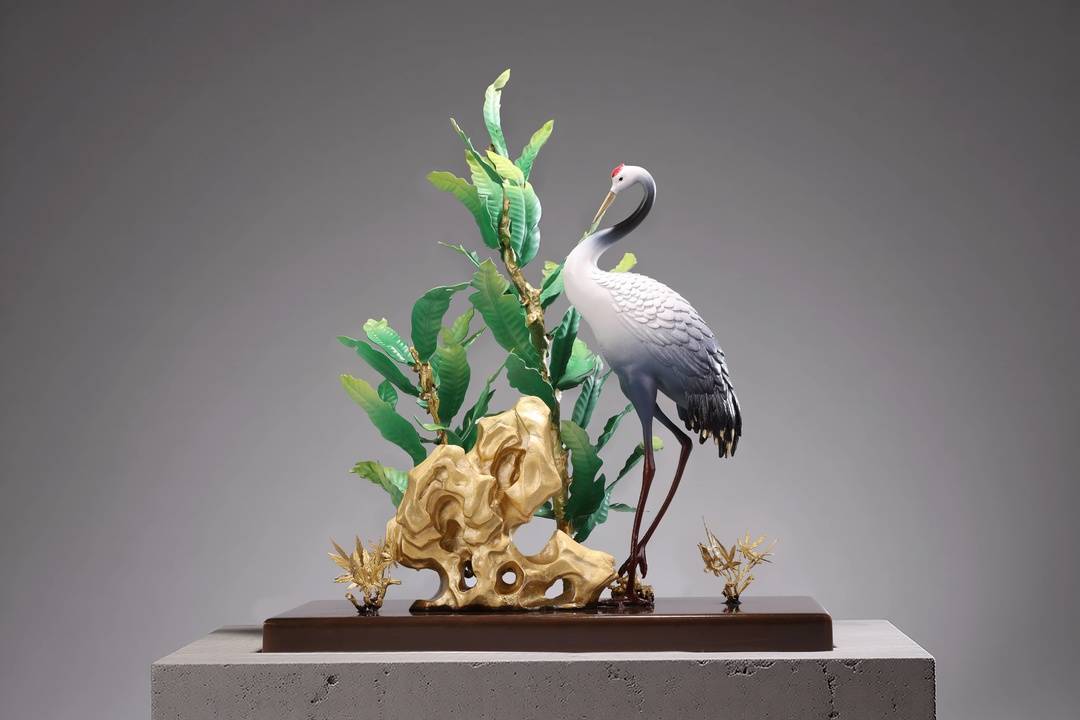 朱軍岷作品《蕉石鶴壽》