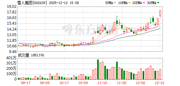 雪人集团:连续2个交易日收盘价格涨幅偏离值累计超20%
