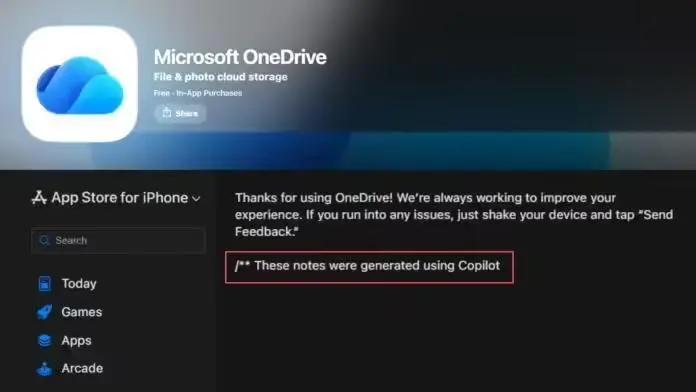 微软借旗下iOS应用更新日志推广Copilot：标注“由AI生成”
