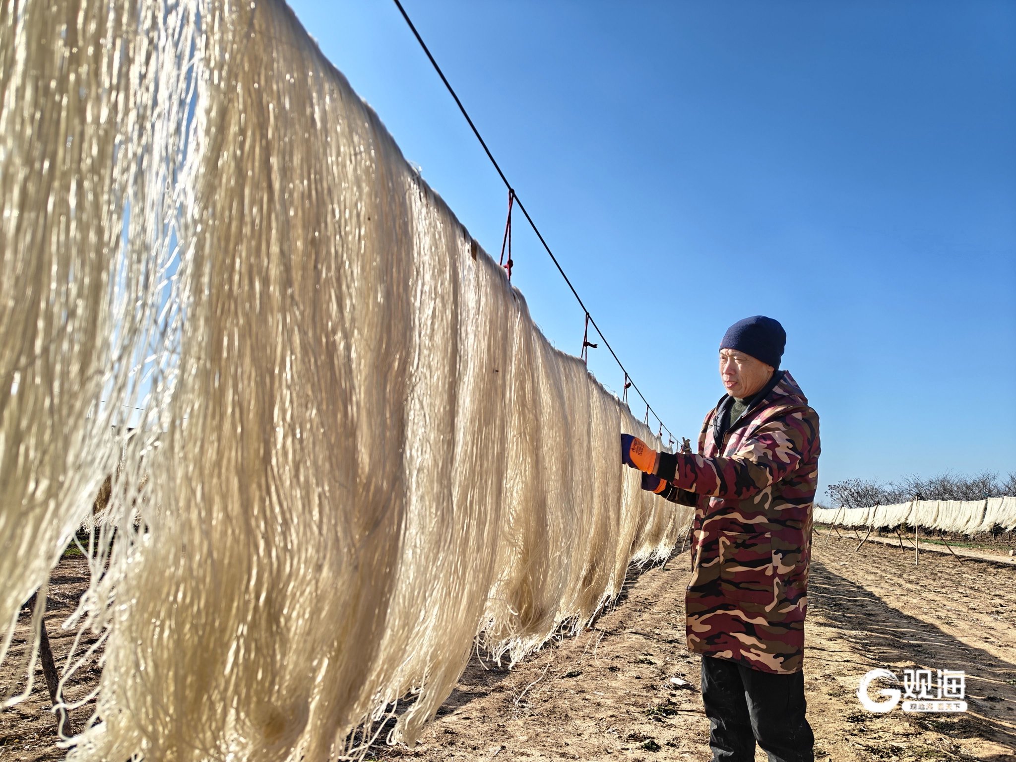 相武在晾晒粉条。