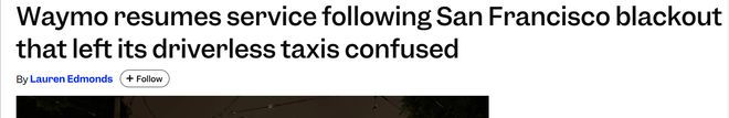 Waymo遇停电“瘫痪”，马斯克借机宣传特斯拉Robotaxi不受影响