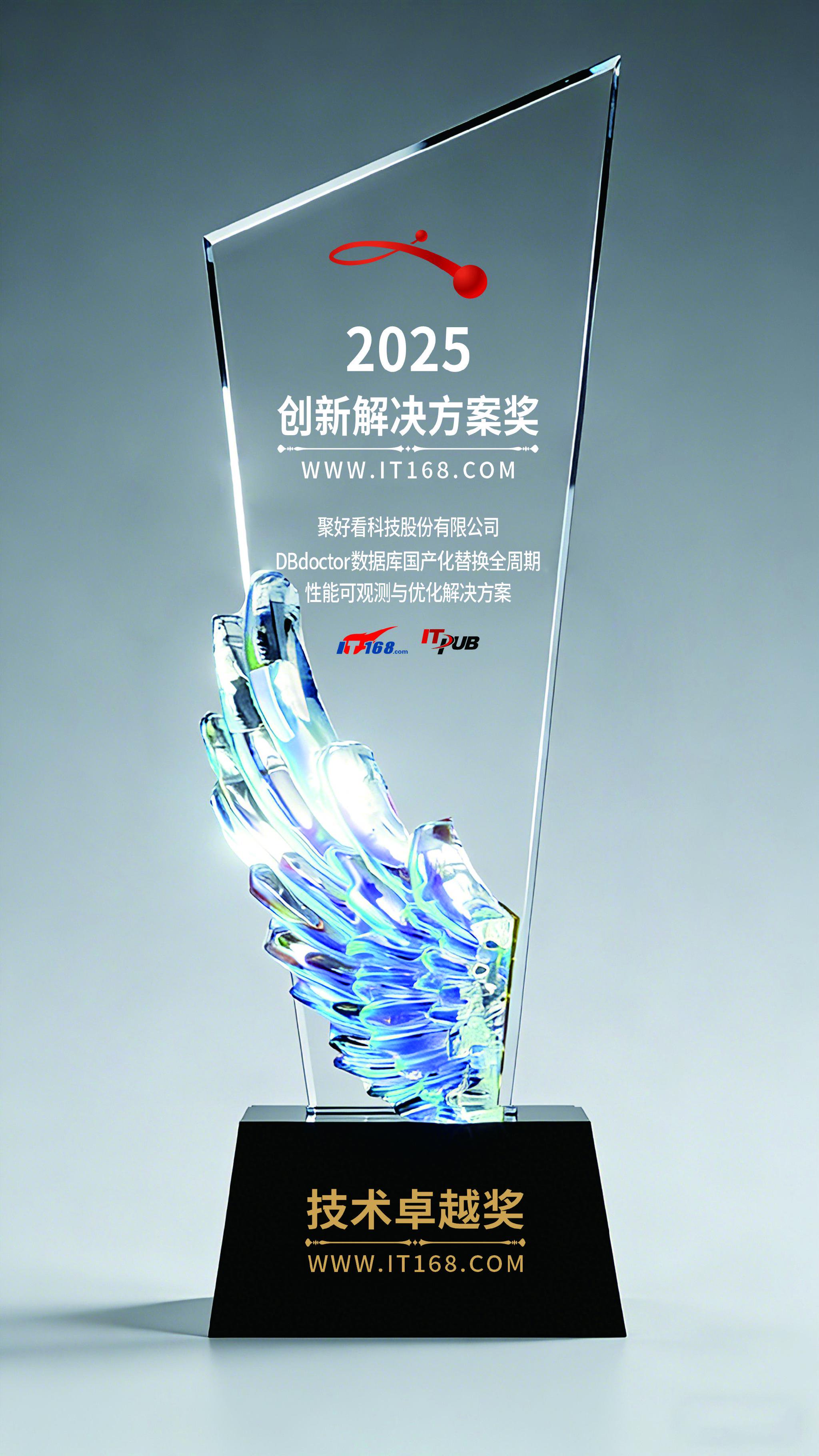聚好看DBdoctor荣获IT168创新解决方案奖，以全周期性能可观测方案助力数据库国产化迁移