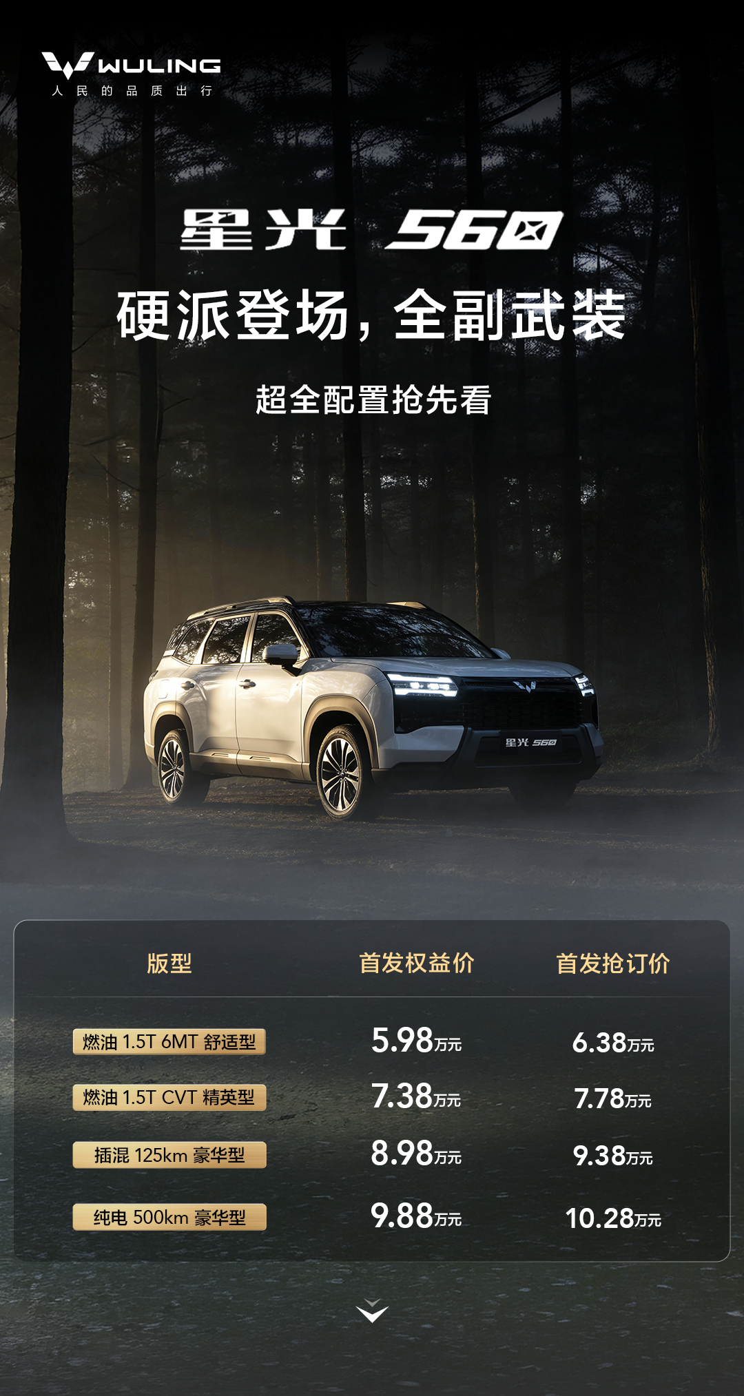 五菱星光 560 新车配置揭晓：手动挡、纯电版全都有，标配前后双独立悬架