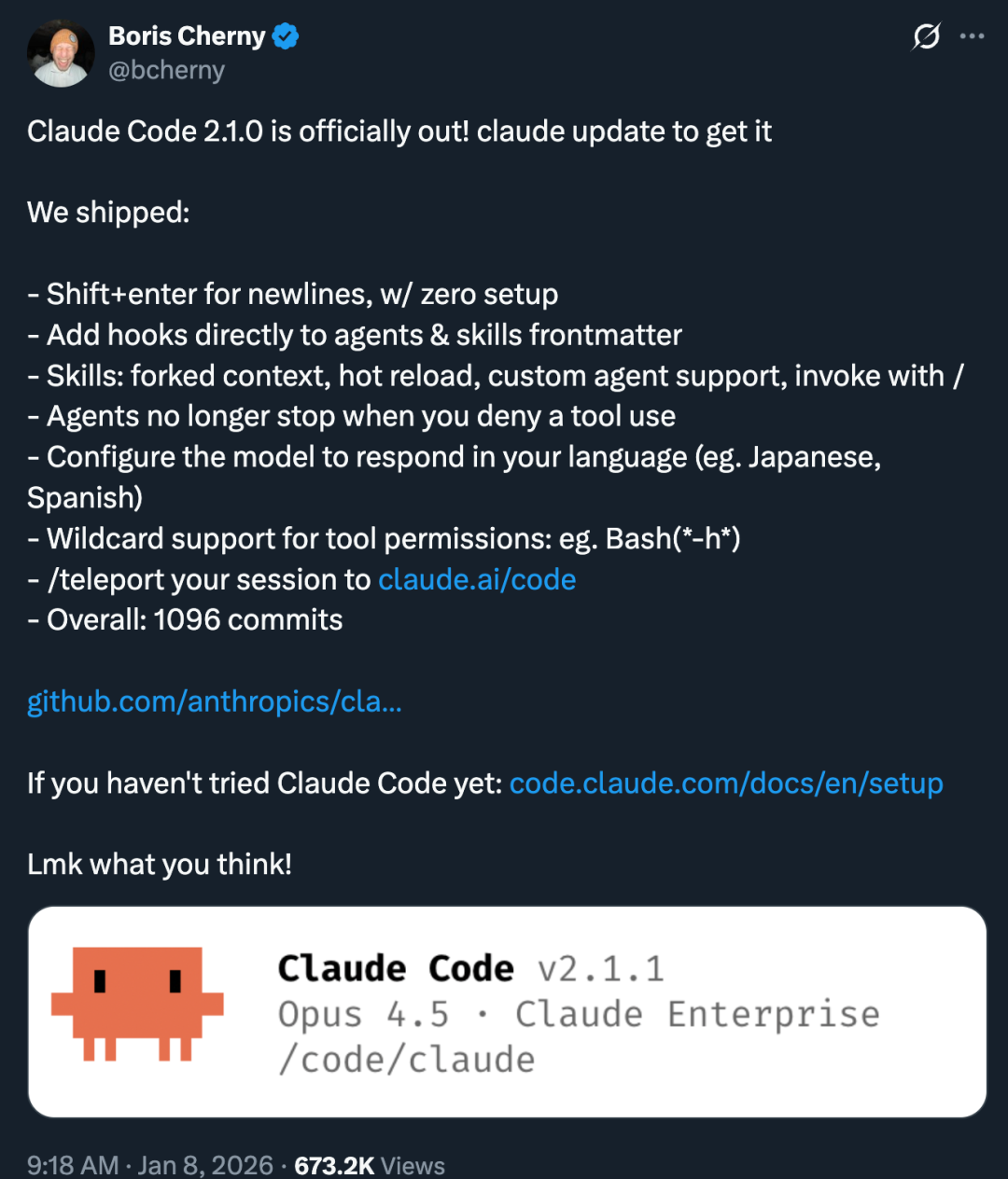 谁家更新日志那么长啊 claude code版本更新引围观,1096次提交一口气上线